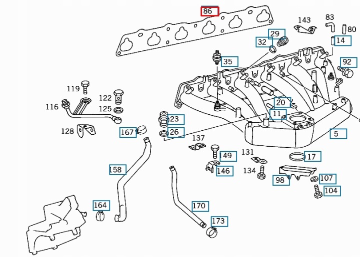 JOINT D'ÉTANCHÉITÉ COLLECTEURS D'ADMISSION MOTEUR MERCEDES-BENZ AVEC W140 A1041410980