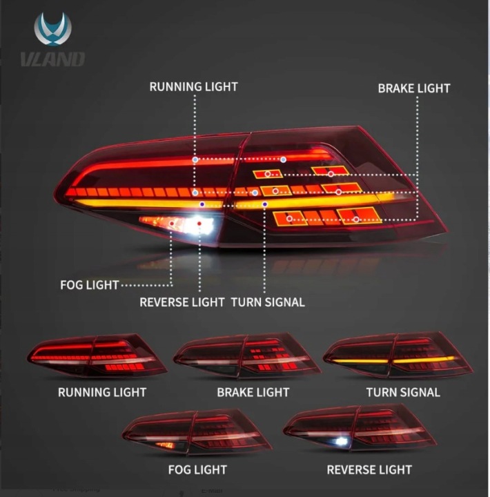 FEUX ARRIÈRE JEU VLAND COMPLET LED TUNING 7.5 GTI-LOOK VW GOLF VII 7 5G 2012-21