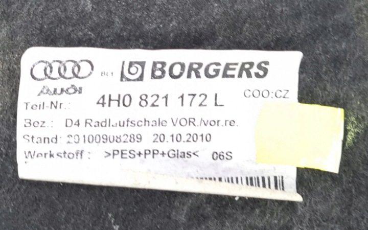 PASSAGE DE ROUE DROIT AVANT AUDI A8 4H 4H0821172L 4H0821192E