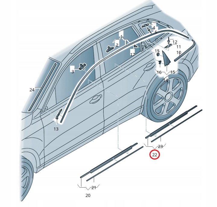 AUDI Q5 MOULURE RACLOIR JOINT D'ÉTANCHÉITÉ VITRES EXTÉRIEUR CHROME 8R0853764F 2ZZ