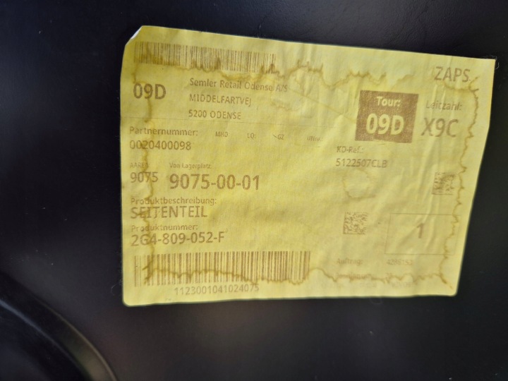 VW POLO VI 17- BRODERIE DROIT ARRIÈRE GARDE-BOUE QUART 2G4809052F