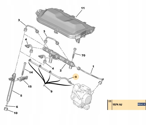 DR. MOTEUR FIL CANALISATIONS DE RETOUR PEUGEOT 508 2,0HDI 06-