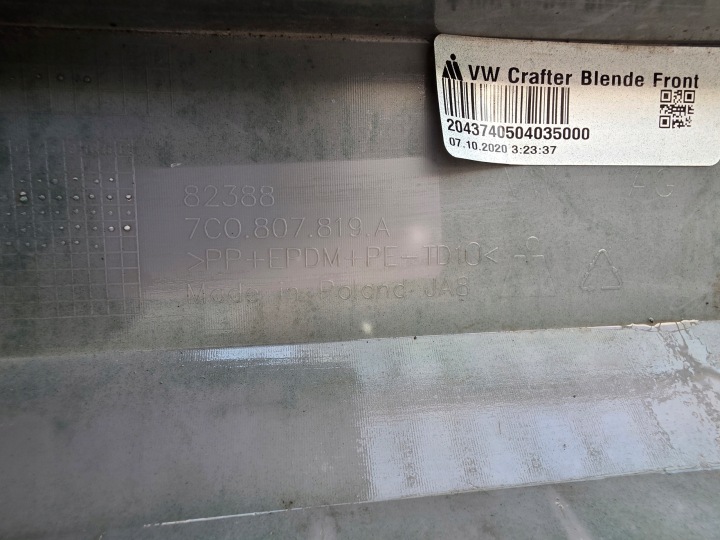 VW CRAFTER II 7C0 MAN TGE DOUBLURE PARE-CHOCS AVANT 7C0807819A
