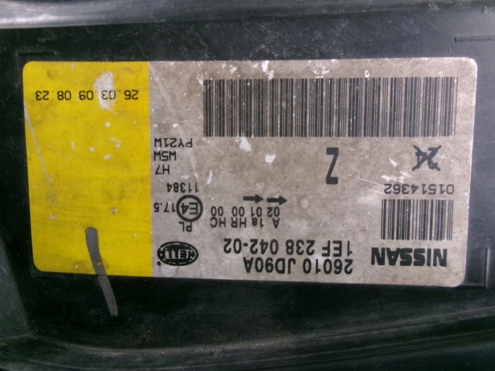 NISSAN QASHQAI J10 PROJECTEUR DROIT 26010JD90A ORIGINAL HELLA