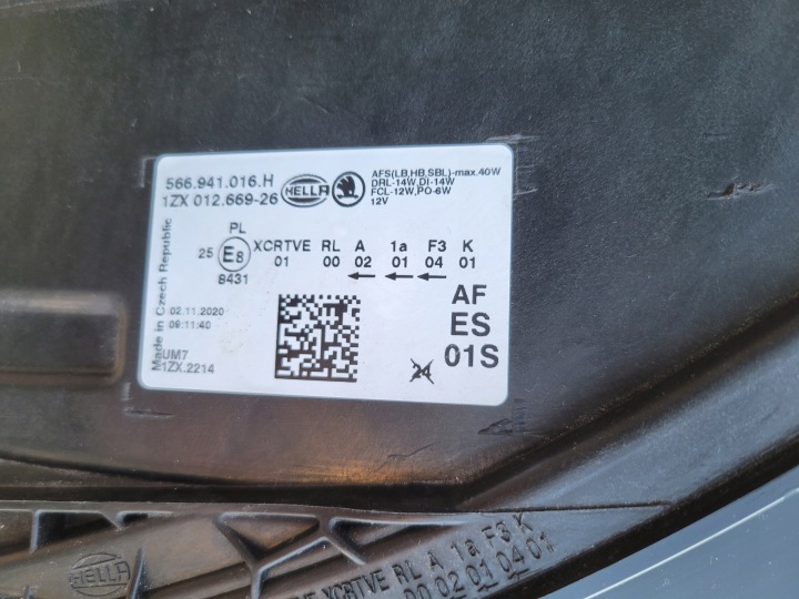 SKODA KODIAQ 16- PHARE DROITE AVANT AVANT 566941016H GARWOLIN