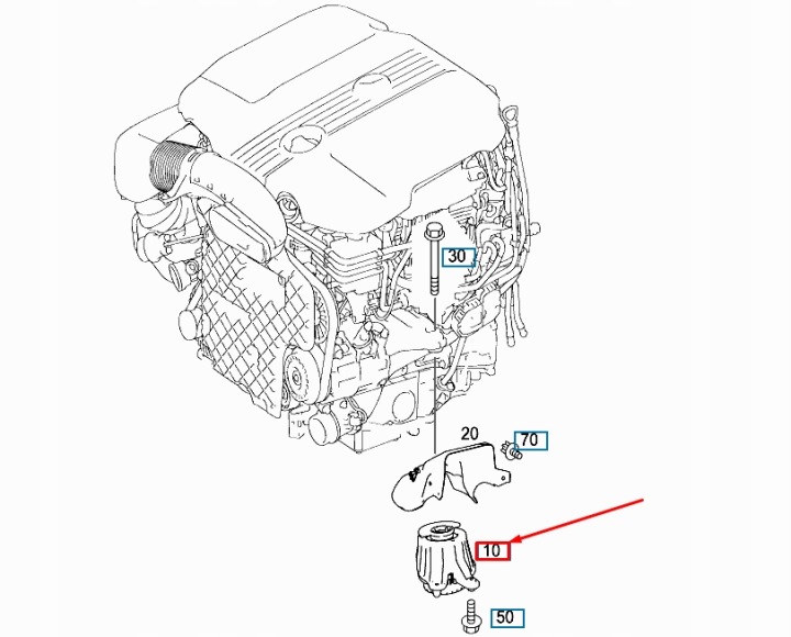 MERCEDES-BENZ C W205 AMG COUSSIN MOTEUR AVANT GAUCHE A2052404500
