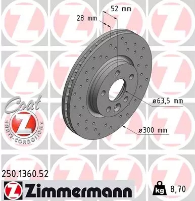 ZIMMERMANN TARCZE+KLOCKI P+T FORD S-MAX I 300MM