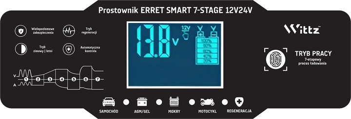 RECTIFICADOR AUTÓMATA DISPOSITIVO DE CARGA CON FUNCIÓN NAPRAWY 12V 24V 10A 5A 