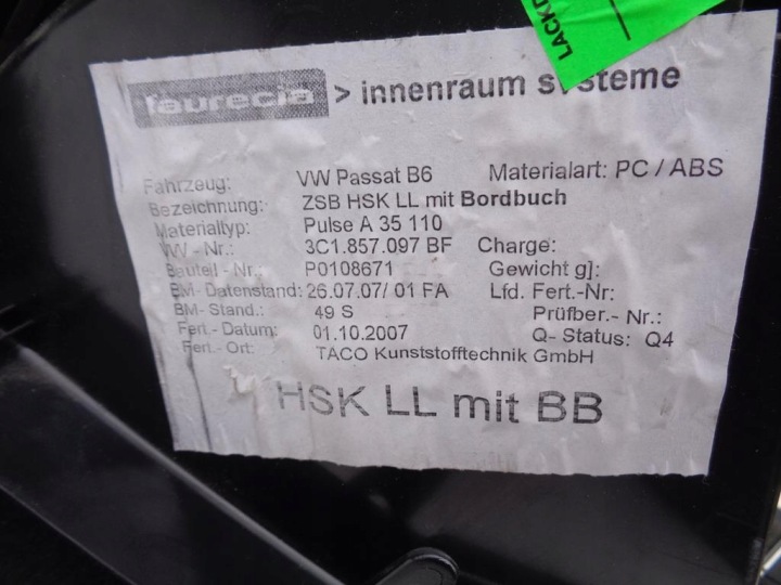 BOÎTE À GANTS PASSAGER CONSOLES VW PASSAT B6 CC 3C1857097BF EUROPE