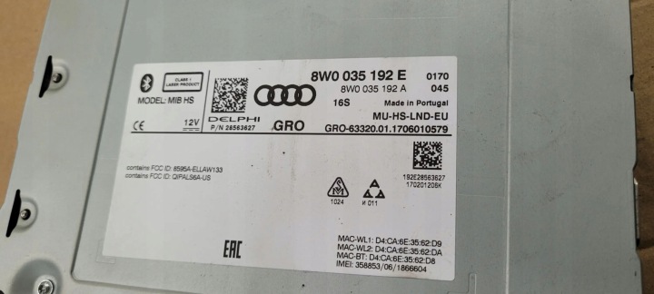 A5 8W LECTEUR DE CARTE MULTIMÉDIA MMI 8W0035192E A4 B9 8W
