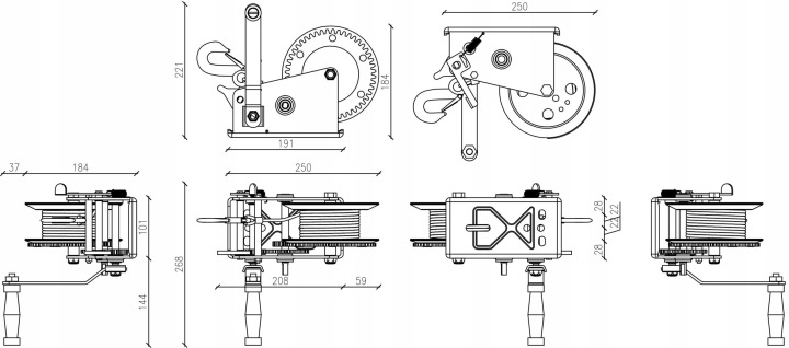 DRAGON WINCH WYCIAGARKA BIELLE 3500 LB 1588 KG AVEC CHÂSSIS PRZENOSNA| COURROIE