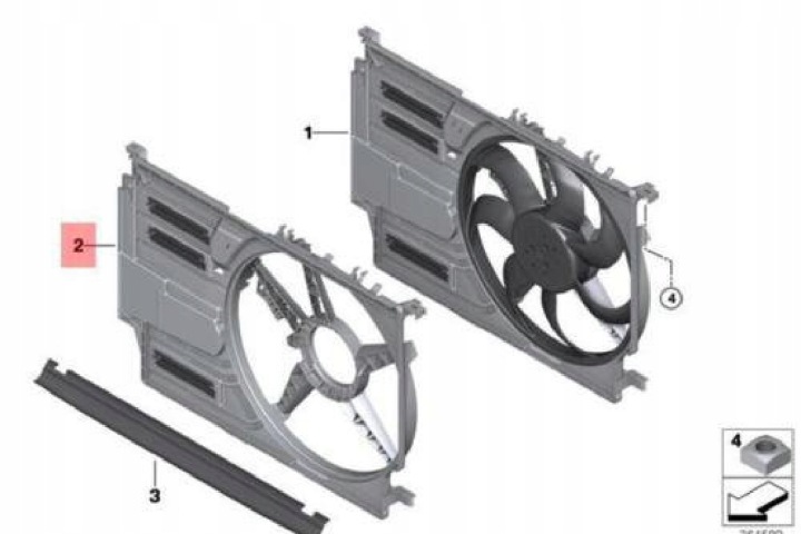 BMW F45 F46 F55 F56 PROTECTION VENTILATEUR RADIATEUR 600-850W 7637189