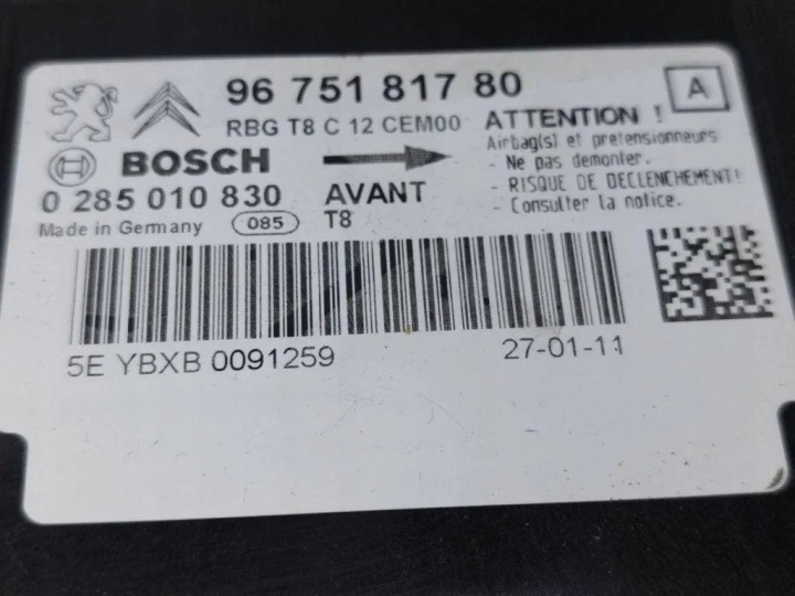 MODULE AIRBAG PEUGEOT 5008 9675181780 1.6L GASOLINE 88KW 2011