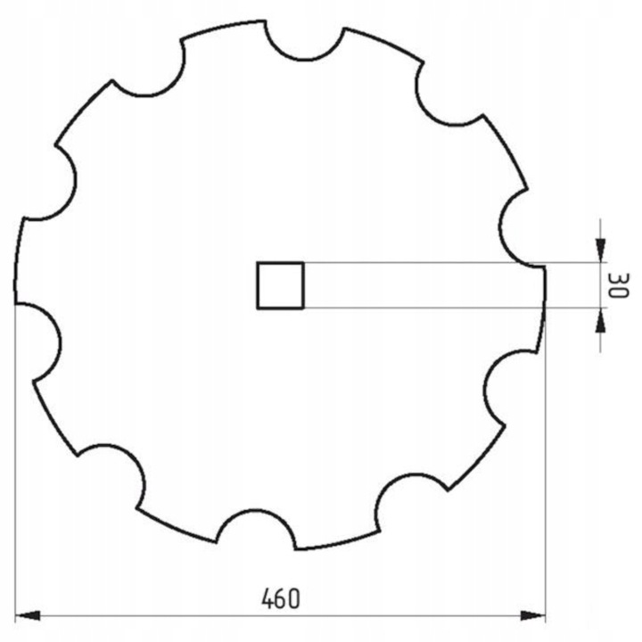 PLATEAU VERS BRONY DISQUE TALERZOWKI 460X3MM OUVERTURE 30X30MM 9 DENTS