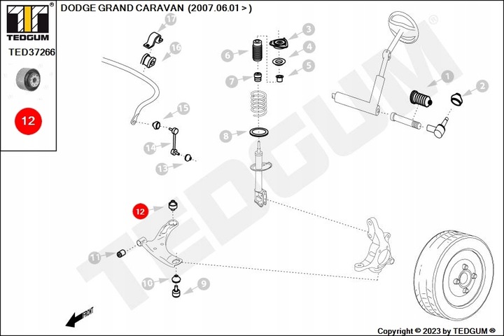 SILENTBLOCK PALANCA PARTE DELANTERA CON PARTE TRASERA CHRYSLER TOWN & COUNTRY, VOYAGER V VW 