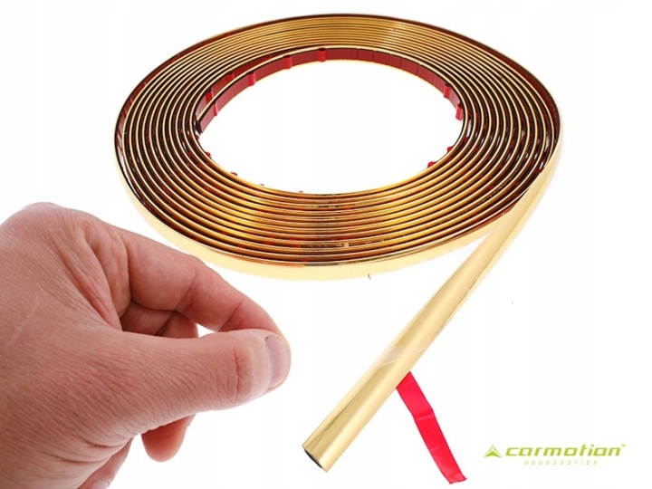 MOULURE DÉCORATIVE COULEUR DORÉE AUTOADHÉSIF 12 MM X 8 M, ÉLASTIQUE 86745