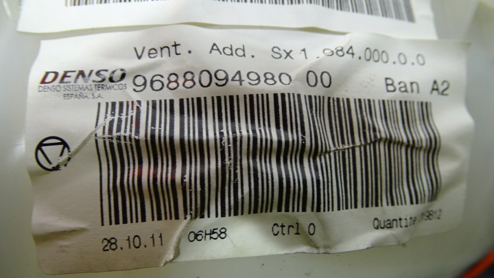 VENTILATEUR CONDUIT D'AIR GAUCHE ARRIÈRE CITROEN C4 PICASSO 9688094980