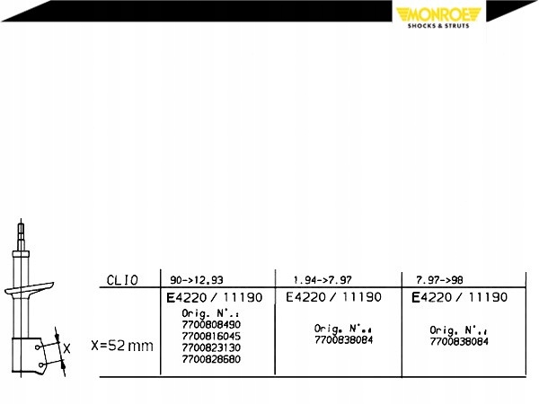 AMORTIGUADOR RENAULT CLIO I 1.2/1.4 05.90-09.98 MON 