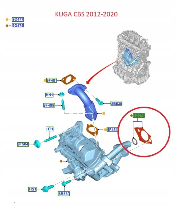 JOINT D'ÉTANCHÉITÉ SOUPAPE EGR 2.0 TDCI MONDEO FOCUS 14- OE