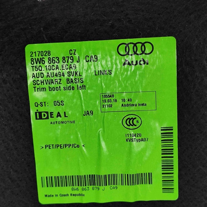 AUDI A5 2024 GAUCHE CÔTÉ COLLECTEUR GARNITURE COUVERCLES DE COFFRE