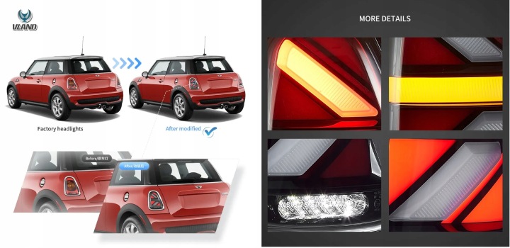 PHARES ARRIÈRE JEU VLAND COMPLET LED TUNING NOIR MINI COOPER R56 R57 R58 R59 Z24