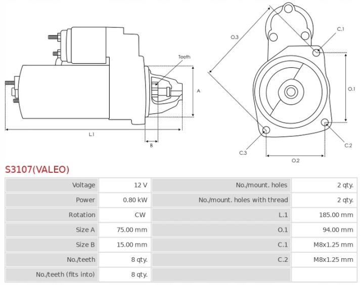 AUTOSTARTER DÉMARREUR OEM VALEO