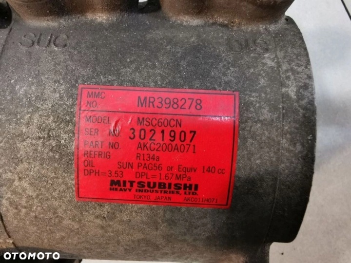 COMPRESSEUR DE CLIMATISATION MITSUBISHI SPACE STAR 1.3 MR398278