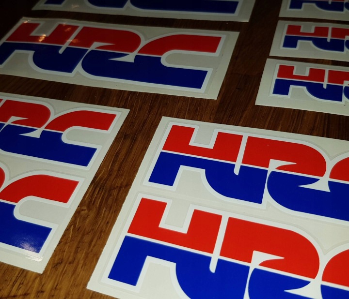 2 CV AUTOCOLLANT AVEC LOGO HRC, 130X47MM, CBR 1000RR SC59 2008 HRC AUTOCOLLANT EMBLÈME