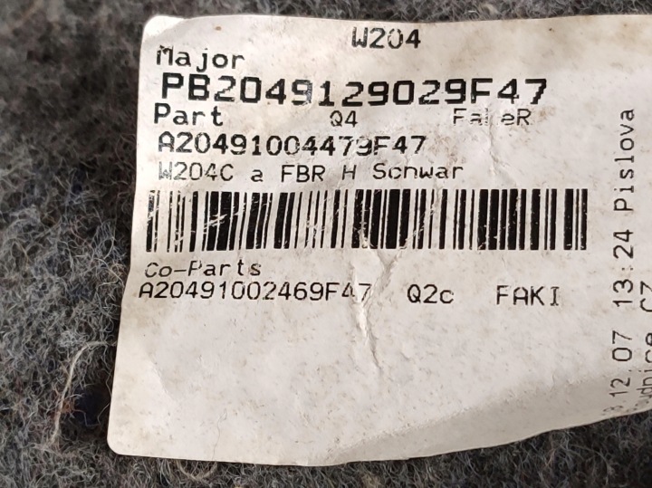 DOSSIER SIÈGES DROIT AVANT NOIR MERCEDES C W204 2008–2014