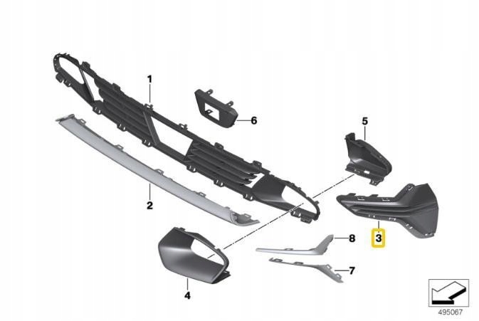 BMW G20 PARE-CHOCS AVANT GRILLE OUVERT SUPPORT
