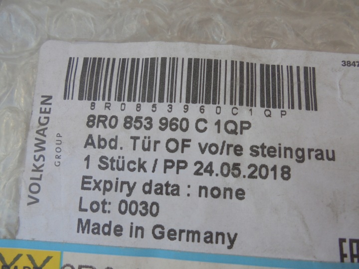 NEUF OE ORI MOULURE PORTES DROITE AVANT AUDI Q5 8R 8R0853960C 1QP STEINGRAU