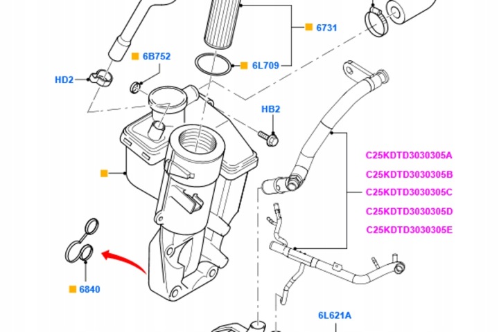 FORD KUGA MK1 C394 JOINT D'ÉTANCHÉITÉ RADIATEUR HUILES 6M5G-6L621-AA NEUF ORIGINALE