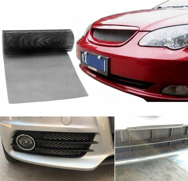 GRILLE ALUMINIUM TUNING KAMEI PARE-CHOCS CALANDRE GRILLE 100*33CM NOIR