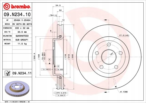 DISCO DE FRENADO PARTE DELANTERA UV DODGE/JEEP 