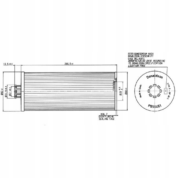 INSERT FILTRE HUILES DONALDSON P550451