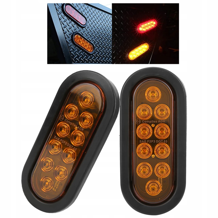 2PCS 10LED BY MARKER FEUX 6IN OVAL IP67 EAU ODPOWIEDZIALNOSC E2