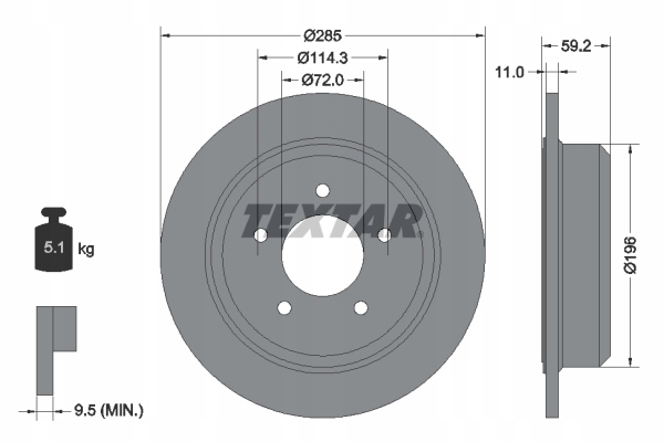 TEXTAR DISQUES DE FREIN ARRIÈRE 92169403 photo 2 - milautoparts-fr.ukrlive.com