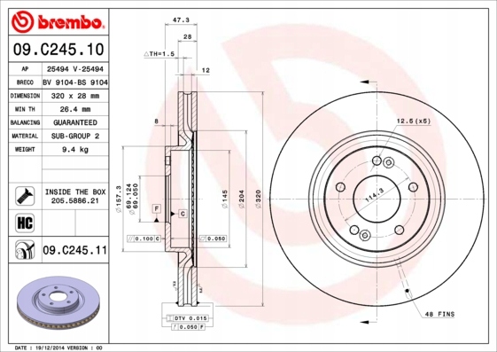 DISCOS ZAPATAS PARTE DELANTERA BREMBO KIA OPTIMA SPORTSWAGON 