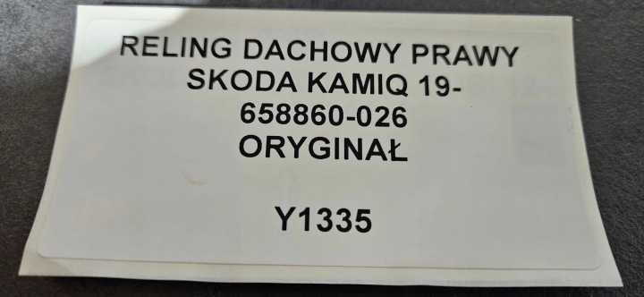BARRES DE TOIT DE TOIT DROIT SKODA KAMIQ 19- 658860-026 ORIGINAL