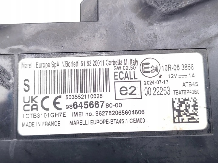 VAUXHALL MOKKA MODULE CONTRÔLEUR BLUETOOTH 1.2 ESSENCE 96KW (131 HP) 2024