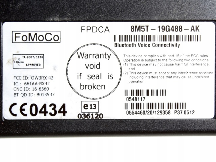 MODULE CONTRÔLEUR BLUETOOTH FORD MONDEO MK4 8M5T19G488AK 8M5T-19G488-AK