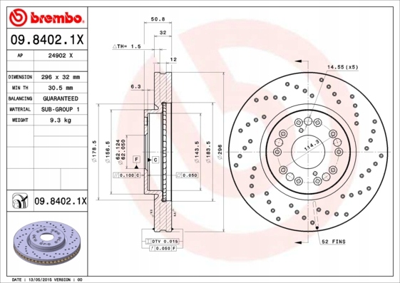 DISCOS ZAPATAS PARTE DELANTERA BREMBO LEXUS GS 