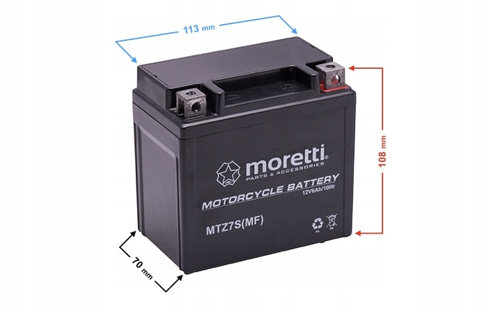 BATERÍA PARA SKUTERA, PARA QUADA, PARA KOSIARKI 6AH MORETTI AGM/GEL 130A 2024R 