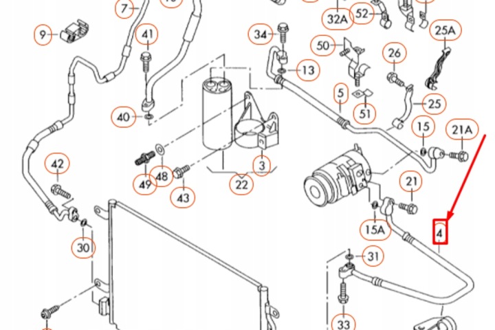AUDI A4 B7 TUYAU REFROIDISSEMENT CLIMATISATION NEUF ORIGINAL 8E0260701BS