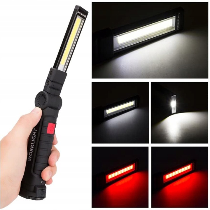 PHARE ATELIER AMPOULE LAMPE DE POCHE GARAGE 5W1 AIMANT RÉGLAGE 270° USB