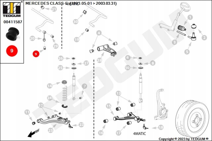 MANCHON CONNECTEUR STABILISATEUR AVANT L/P CONVIENT VERS MERCEDES E (VF210),