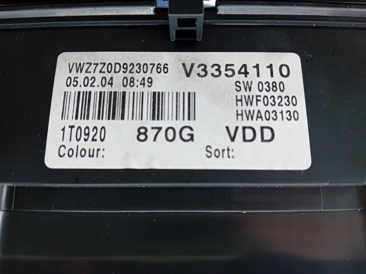 COMPTEUR VW TOURAN I 1T0920870G 1.9 TDI