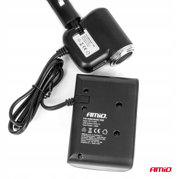 DISTRIBUTEUR DOUILLES ALLUME-CIGARES AVEC CHARGEUR I ZARNIKIEM 12V 24V 120W 80CM A