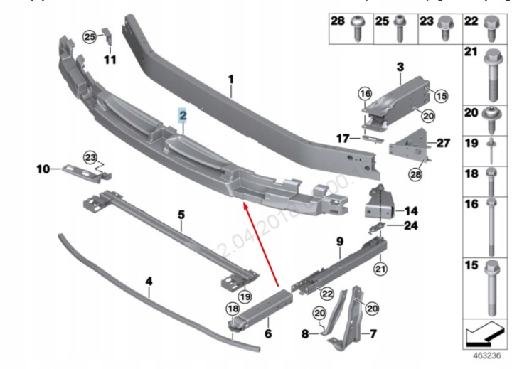 BMW 2 F45 MOUSSE PARE-CHOCS AVANT 51117302495 7302495 2015