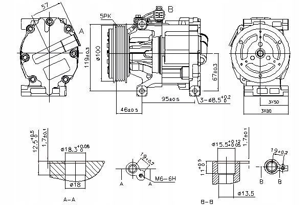 NISSENS COMPRESOR DE ACONDICIONADOR ABARTH 500 595 695 500C 595C 695C FIAT 